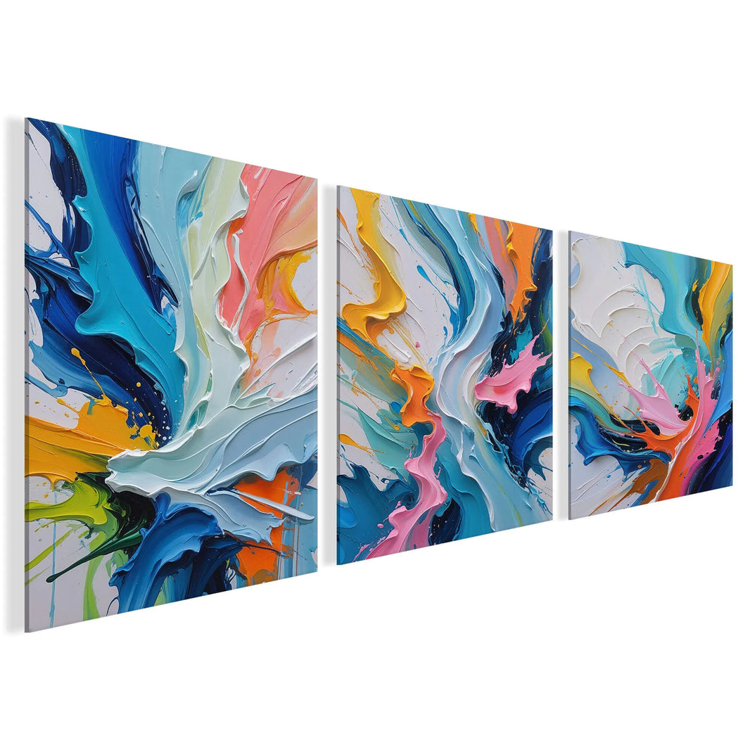 Dreiteiliges Acrylbild Flüsse. Modernes Design. Hochwertige Acryl-Oberfläche. Made in Italien. 70x150 Cm.