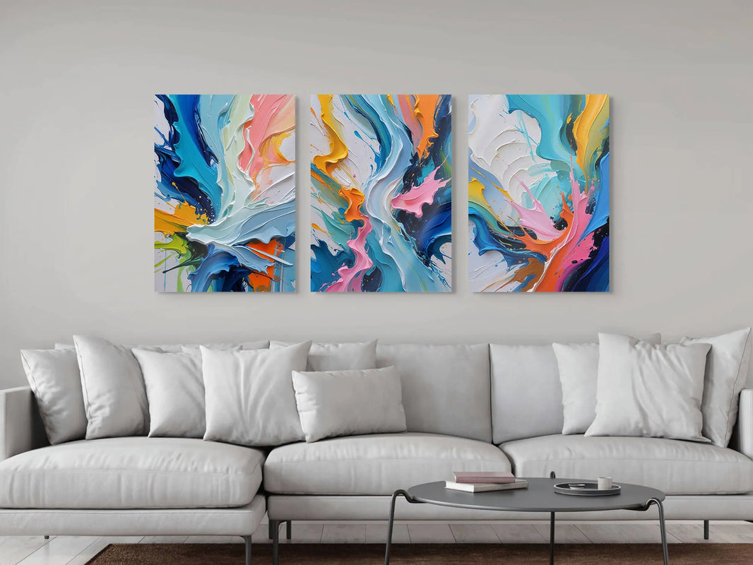 Dreiteiliges Acrylbild Flüsse. Modernes Design. Hochwertige Acryl-Oberfläche. Made in Italien. 70x150 Cm.