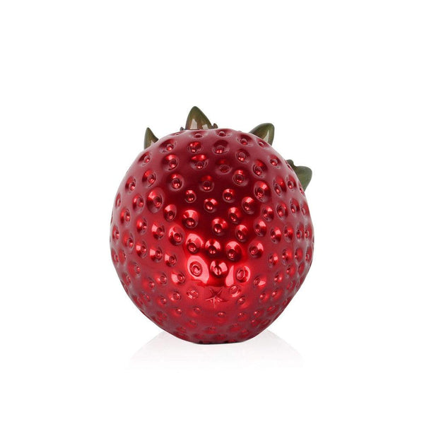 Erdbeere rot. Skulptur Pop Art aus Harz, Metalleffekt - Designerobjekte.com