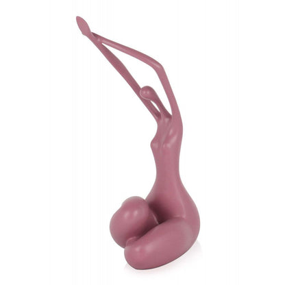 Erwachende Frau – Elegante moderne Skulptur in sanftem Rosa aus satiniertem Harz, abgebildet von der Seite, mit betontem Körper und eleganter Pose.
