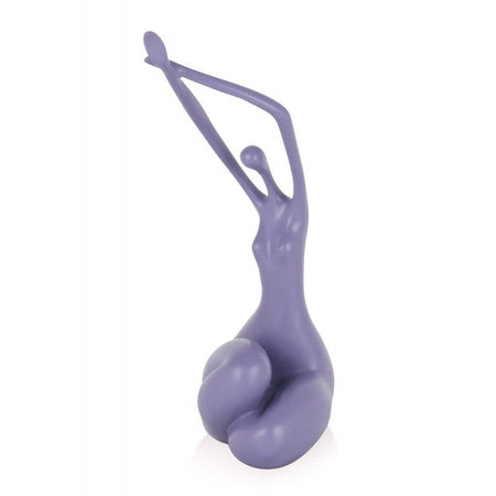 Moderne violette Skulptur "Erwachende Frau" aus satiniertem Harz, die Eleganz und kreative Form zeigt. Ideal für stilvolle Dekoration in Wohn- oder Arbeitsräumen.