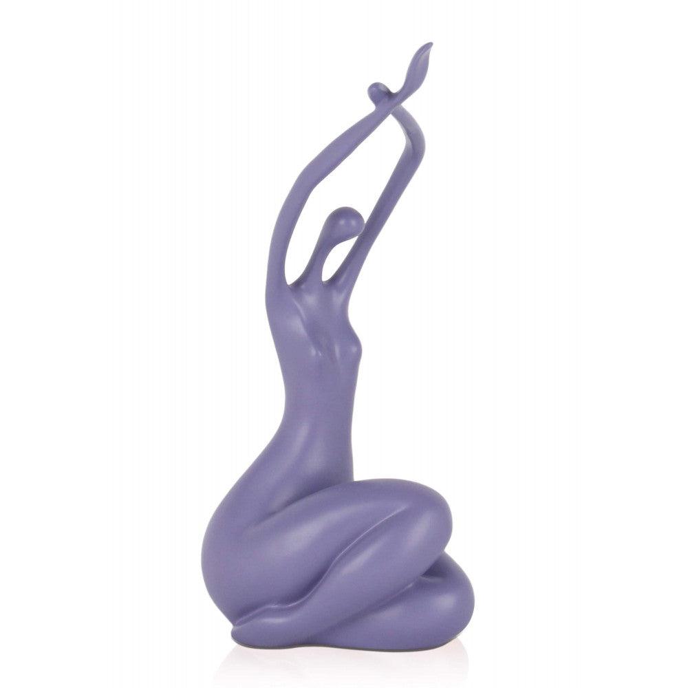 Erwachende Frau, klein, violett. 32 x 15 x 10 cm. Moderne figurative Skulptur aus satiniertem Harz - Designerobjekte.com