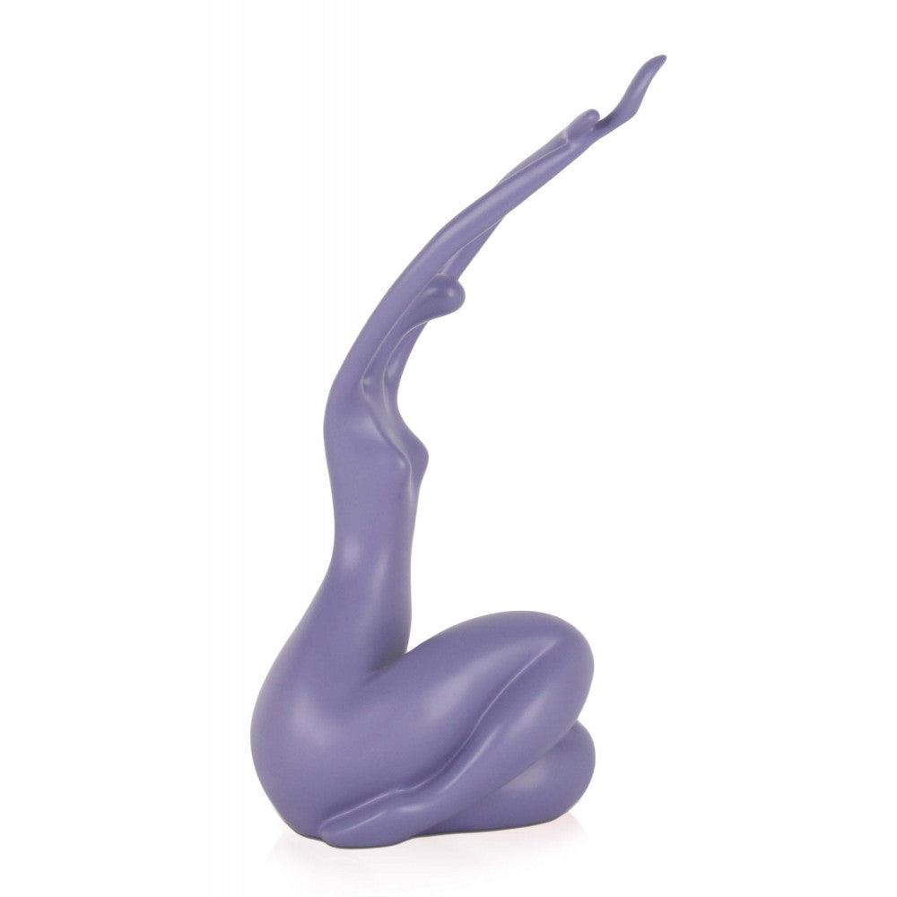 Erwachende Frau, klein, violett. 32 x 15 x 10 cm. Moderne figurative Skulptur aus satiniertem Harz - Designerobjekte.com
