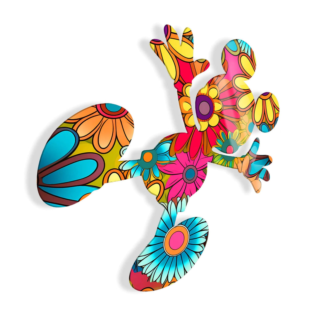 Detailansicht des modernen Acrylbildes Splat Auf Blumen, brilliante Farben und glatte Oberfläche aus Methacrylat, perfektes Kunstwerk für Wohnzimmer und Büros.