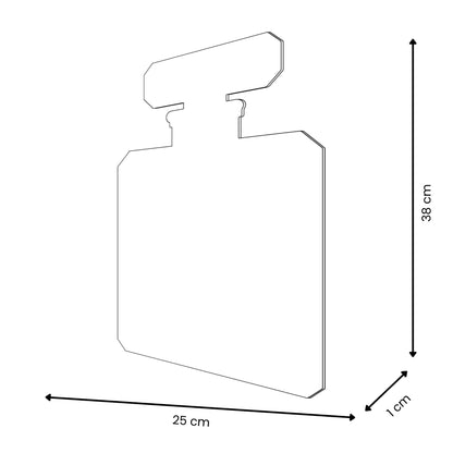 Acrylgemälde Parfümflaschen-Kit – 4 Polierte Methacrylat-Panels Made in Italy, modernes Design, zeigt die Maße eines einzelnen Methacrylat-Panels in einer technischen Zeichnung.