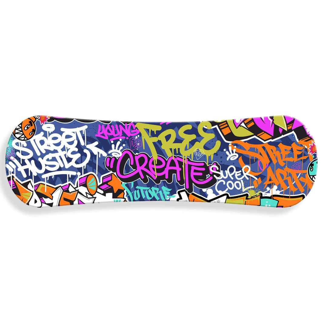 Acrylgemälde Snowboard Graffiti 1 – Modernes Kunstwerk aus glänzendes Methacrylat mit lebendigen Farben und kreativem Design, ideal zur Verschönerung von Wohnräumen und Büros.