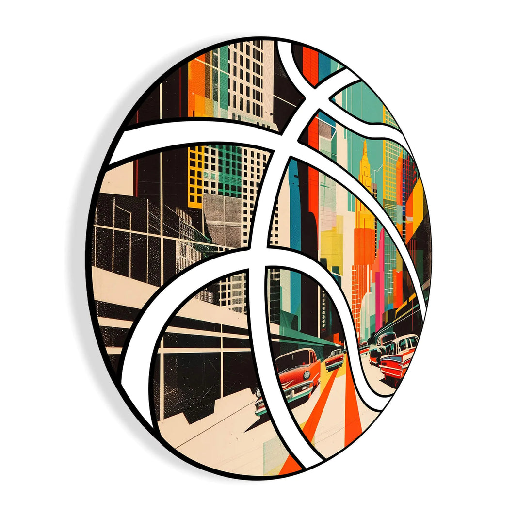 Acrylgemälde Stadt im Basketball – Beeindruckendes Kunstwerk in mehreren Farben, garantiert durch das Zertifikat Made in Italy.
