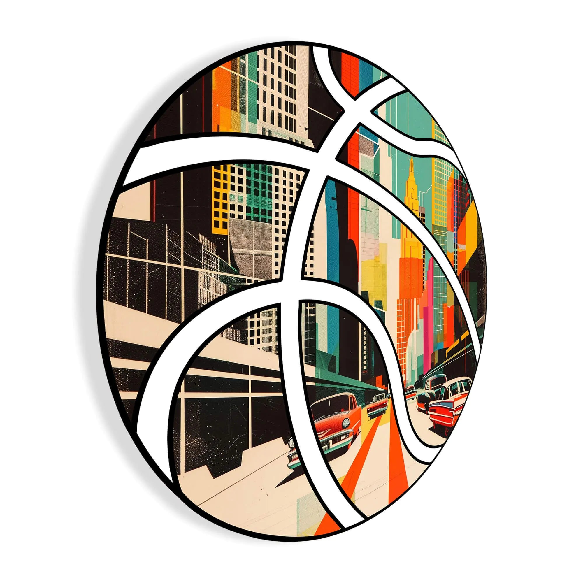 Acrylgemälde Stadt im Basketball – Beeindruckendes Kunstwerk in mehreren Farben, garantiert durch das Zertifikat Made in Italy.