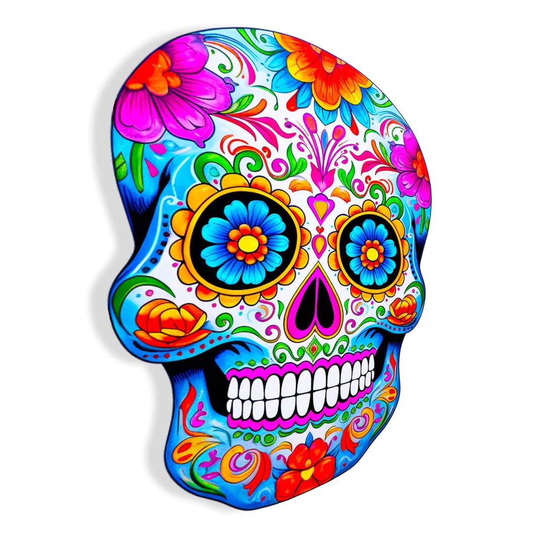 Acrylgemälde Mexikanischer Schädel - Modernes figürliches Design auf glänzendem Methacrylat, ideal für kreative Wohnräume.