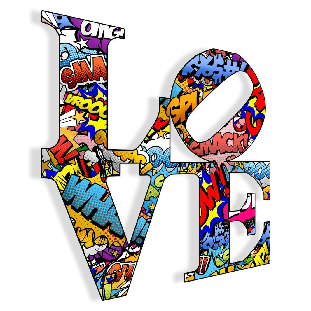 Acrylgemälde Pop Love – modernes mehrfarbiges Kunstwerk mit poliertem Finish von Paolo & Edgar, das lebendige Farben und elegantes Design kombiniert, ideal zur Verschönerung Ihres Zuhauses.