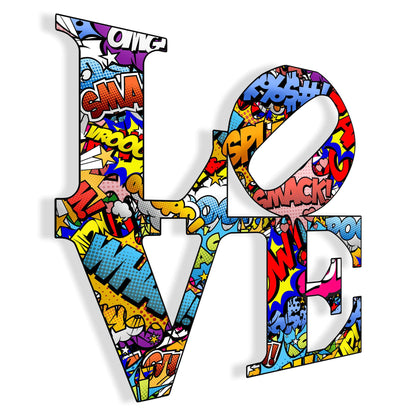 Acrylgemälde Pop Love – modernes mehrfarbiges Kunstwerk mit poliertem Finish von Paolo & Edgar, das lebendige Farben und elegantes Design kombiniert, ideal zur Verschönerung Ihres Zuhauses.