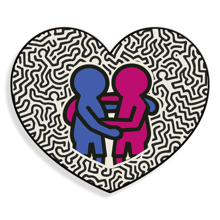 Detailansicht der Acrylmalerei Freundschaft, ein lebendiges mehrfarbiges Kunstwerk mit Herzmotiv, ideal als Geschenk für Freunde oder geliebte Menschen.