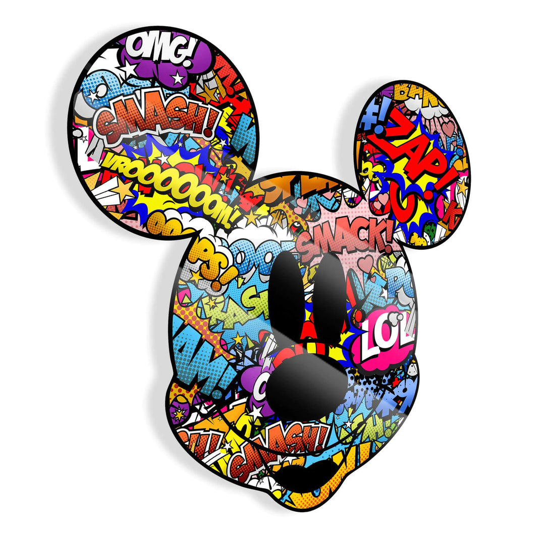 Acrylgemälde Popmouse - Modernes figuratives Kunstwerk Made in Italy, präsentiert in poliertem Methacrylat für hervorragende Brillanz, in zwei Größen erhältlich.