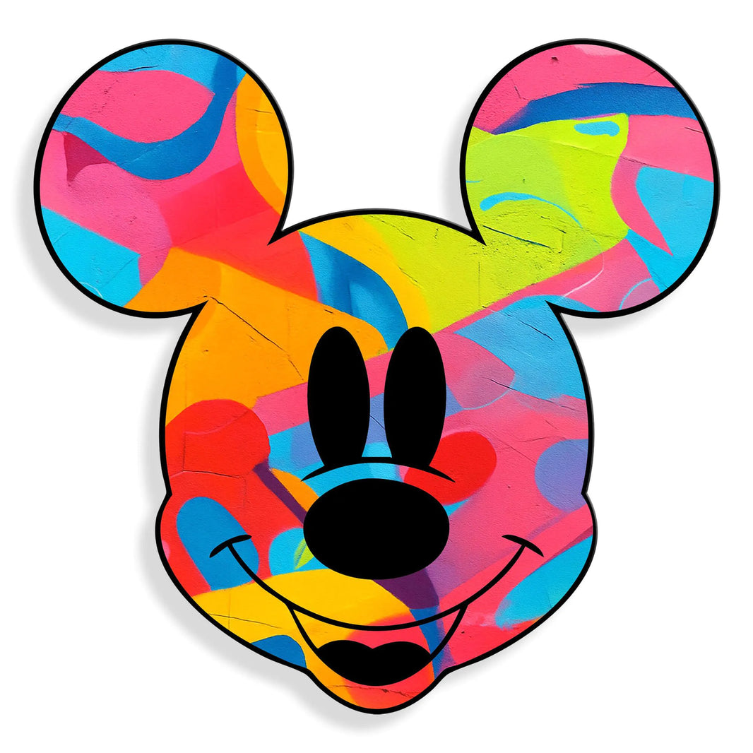 Acrylgemälde Petchymouse von Paolo & Edgar – Modernes, figuratives Kunstwerk aus poliertem Methacrylat mit lebendigen Farben in einem stilvollen Raum.