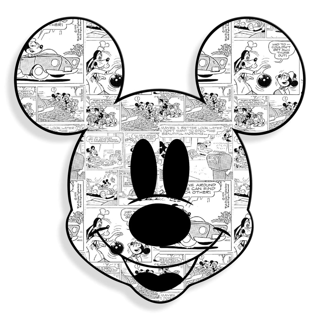 Acrylgemälde Comicmouse, Made in Italy, modernes Design, multicolor auf glänzendem Methacrylat-Paneel, ideal für stilvolle Inneneinrichtungen.
