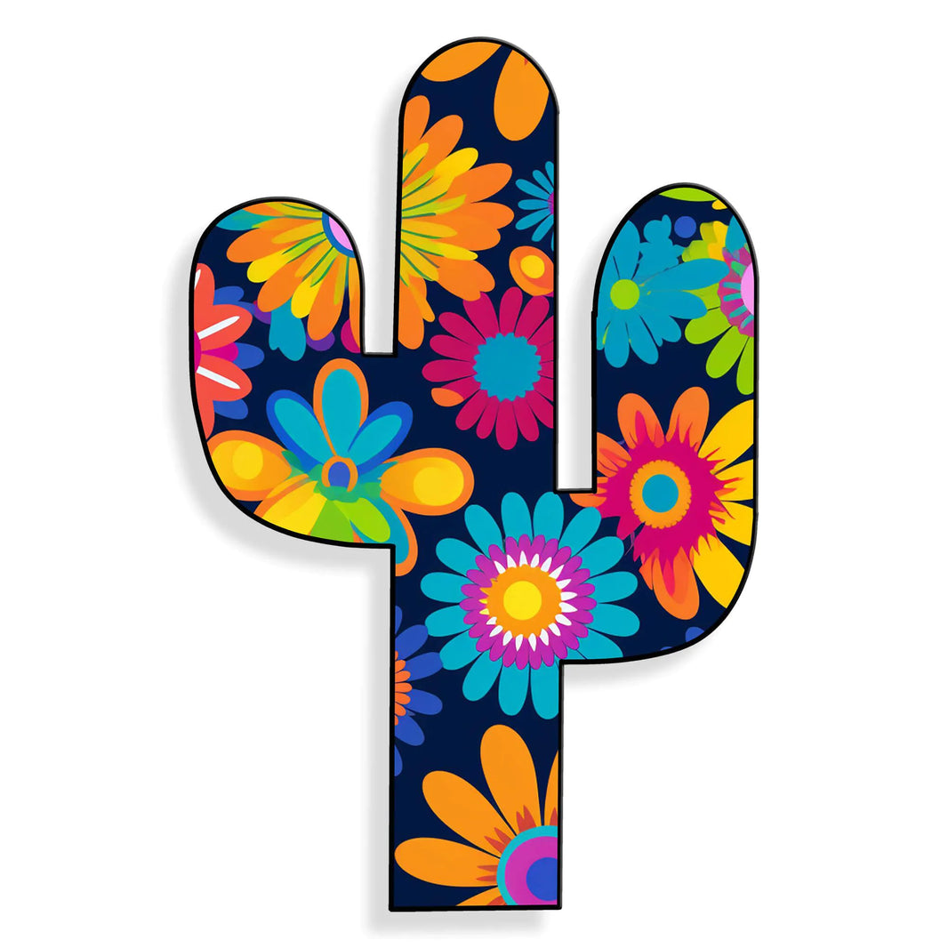Acrylgemälde Floraler Kaktus von Arte dal Mondo, modernes Design auf poliertem Methacrylat mit bunten Blumenmotiven.