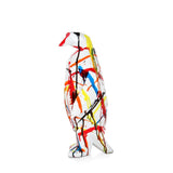 Facettierter Pinguin mehrfarbig. Moderne Skulptur aus Harz, von Hand dekoriert. - Designerobjekte.com