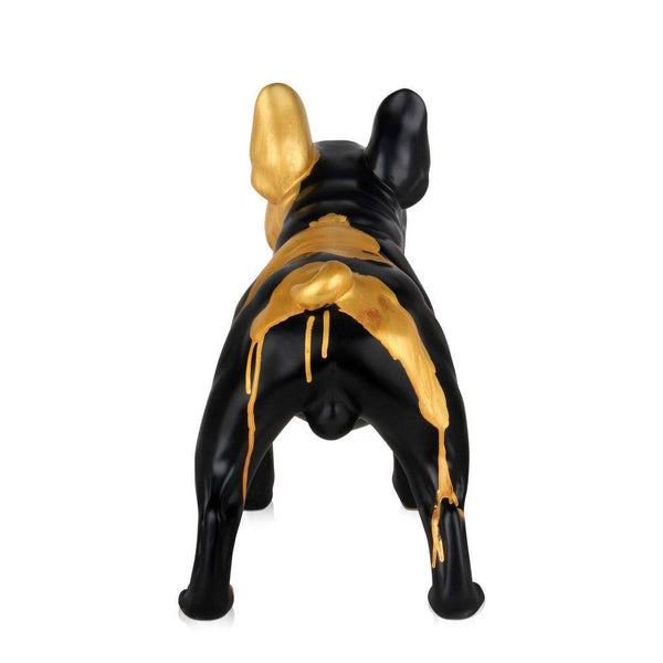 Französische Bulldogge in schwarz und gold. Skulptur Pop Art aus Harz, von Hand dekoriert - Designerobjekte.com