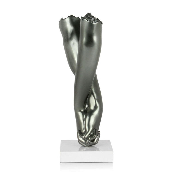 Für immer beisammen anthrazit. Moderne figurative Skulptur aus Harz, Metalleffekt mit Marmorsockel - Designerobjekte.com