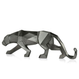 Großer Panther anthrazitmetallic. 31 x 99 x 18 cm. Facettierte moderne Skulptur aus Kunstharz, Metalleffekt. - Designerobjekte.com