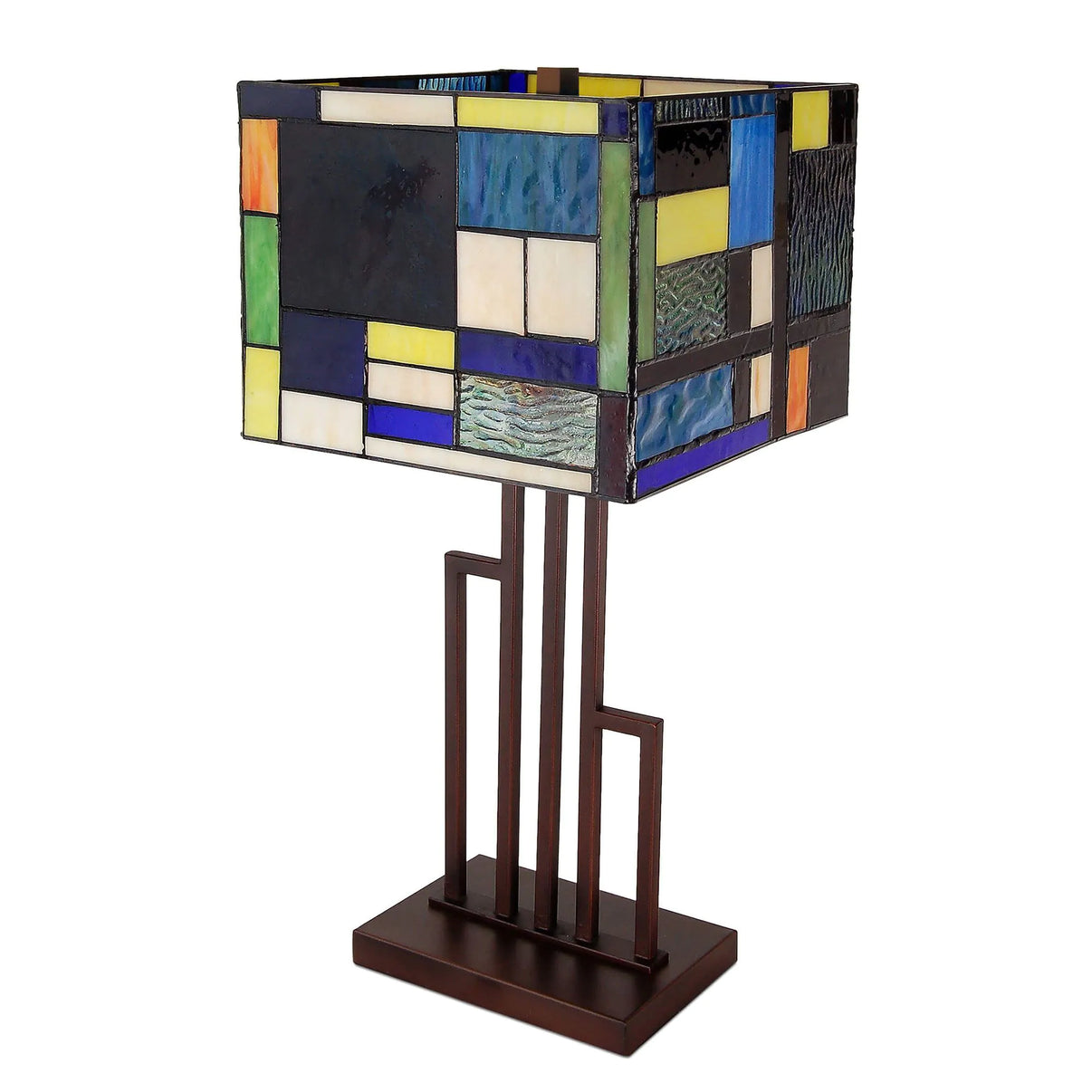 Tischlampe multicolor landscape in einem modernen Wohnzimmer, die als dekoratives Highlight dient.