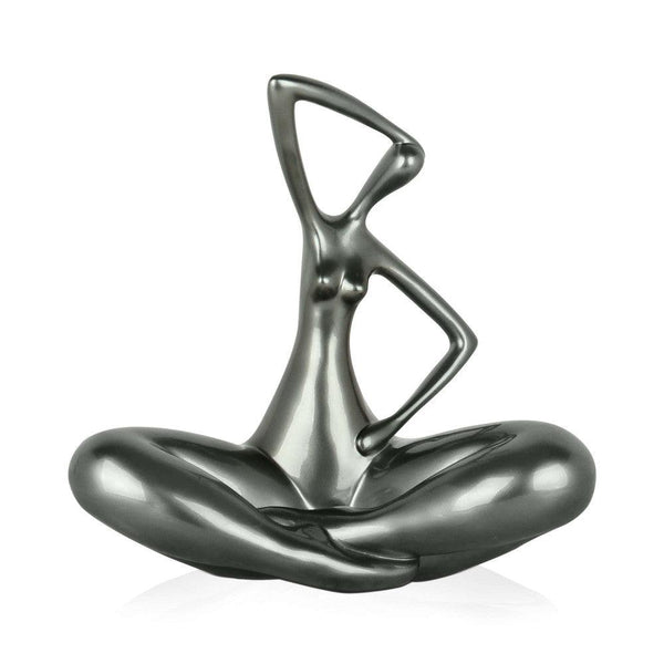 Kleine Evolution anthrazit. Moderne figurative Skulptur aus Harz, Metalleffekt. 25 x 25 x 13 cm - Designerobjekte.com