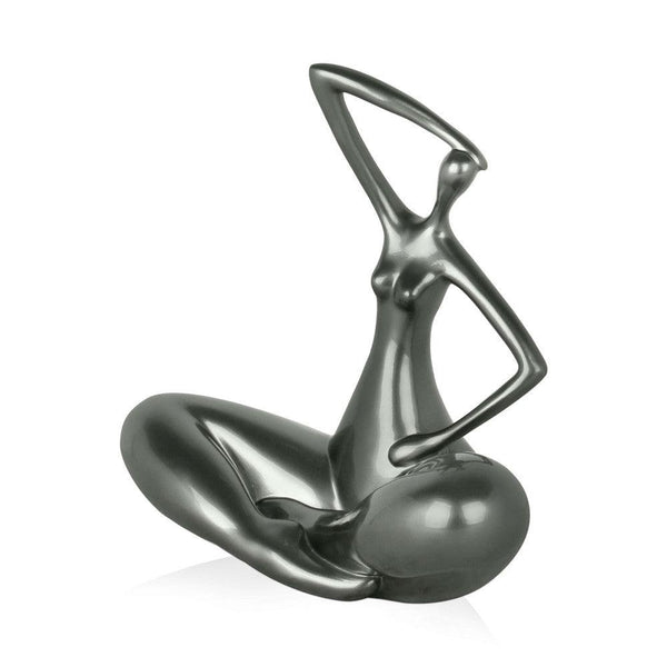 Kleine Evolution anthrazit. Moderne figurative Skulptur aus Harz, Metalleffekt. 25 x 25 x 13 cm - Designerobjekte.com