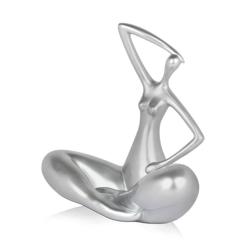 Kleine Evolution silber Metalleffekt. Moderne figurative Skulptur aus Kunstharz, Metalleffekt. 25 x 25 x 13 cm - Designerobjekte.com