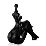 Kleine Reflexion, schwarz. Moderne figurative Skulptur aus lackiertem Kunstharz. 26,5 x 27 x 13 cm - Designerobjekte.com