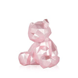 Kleiner Teddybär, rosa. Facettierte moderne Skulptur aus Kunstharz, Perleffekt. 20 x 18 x 16 cm. - Designerobjekte.com