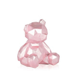 Kleiner Teddybär, rosa. Facettierte moderne Skulptur aus Kunstharz, Perleffekt. 20 x 18 x 16 cm. - Designerobjekte.com