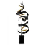 Komposition mit Bändern. Metallskulptur mit Marmorsockel, mit Handwerkstechniken von Hand hergestellt - Designerobjekte.com