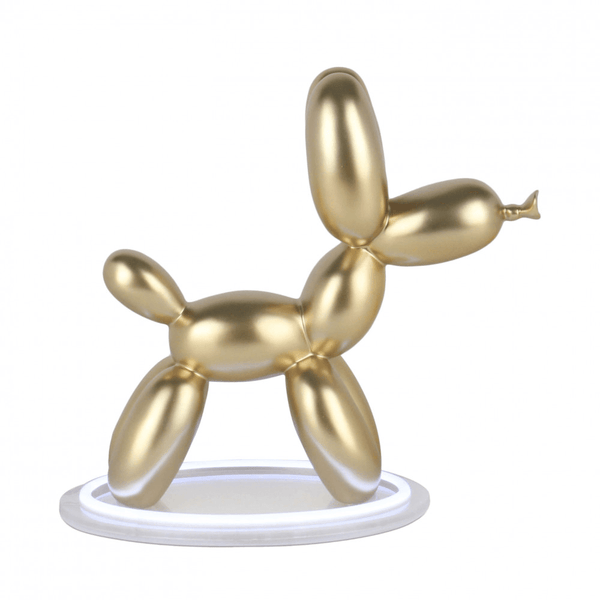 Lampe Ballonhund gold. LED-Tischlampe Skulptur Pop Art aus Harz Metalleffekt - Designerobjekte.com