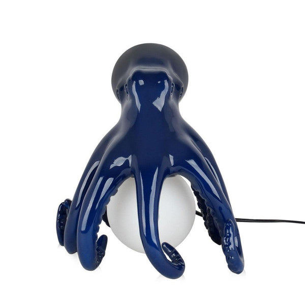 Lampe Krake blau. Tischlampe Skulptur Pop Art aus lackiertem Harz. - Designerobjekte.com