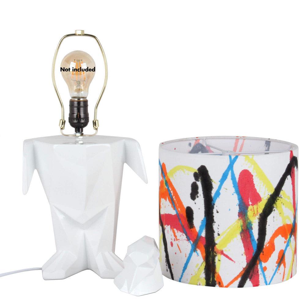 Bunte Pinguin Tischlampe – Handverarbeitetes Kunstwerk aus Harz, zeigt die Basis und Lampenfassung, umrahmt von einem lebhaften Lampenschirm.