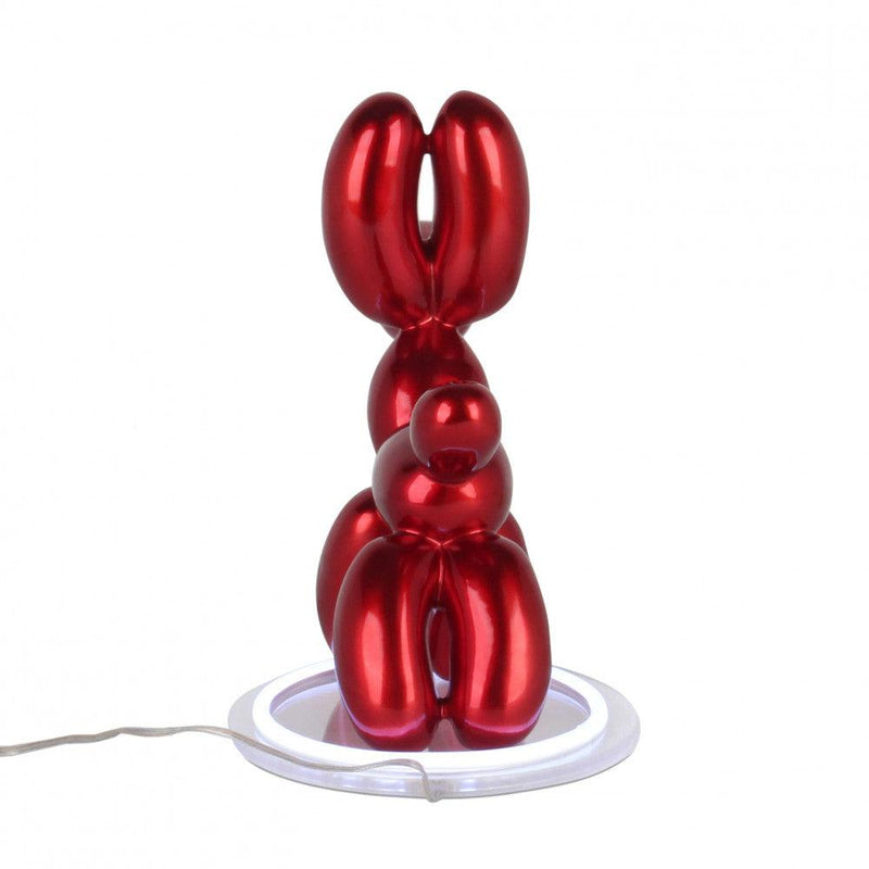 LED-Lampe Ballonhund rot. 27 x 29 x 17 cm. LED-Tischlampe Skulptur Pop Art aus Harz Metalleffekt - Designerobjekte.com