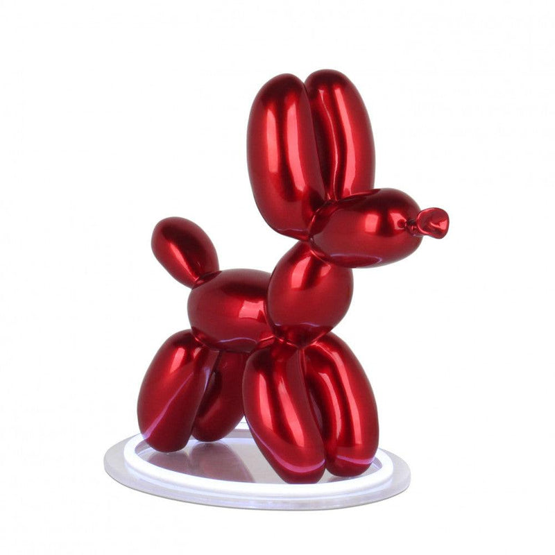 LED-Lampe Ballonhund rot. 27 x 29 x 17 cm. LED-Tischlampe Skulptur Pop Art aus Harz Metalleffekt - Designerobjekte.com