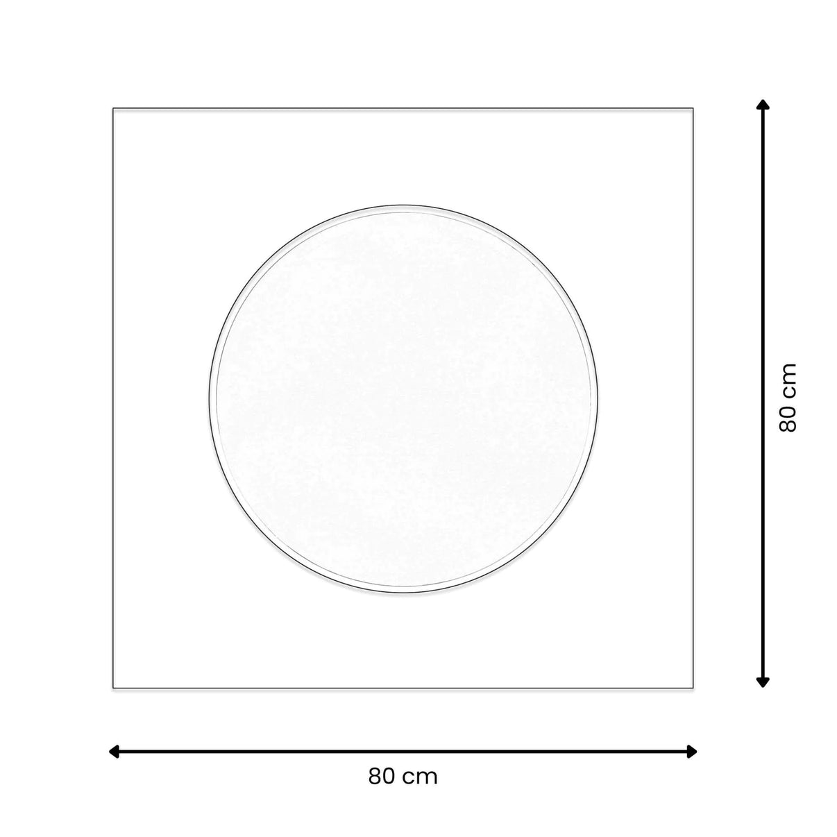 Abmessungen des modernen goldenen Spiegels 80 x 80 cm mit hingedrücktem Rahmen – Poliertes Glas, Designobjekt, stilvolle und präzise Maße für dekorative Ideen.