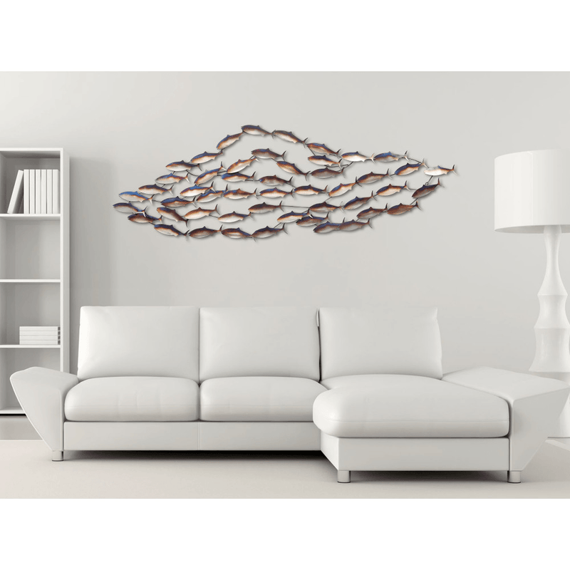 Metallgemälde Fischschwarm. Wanddekoration - Designerobjekte.com