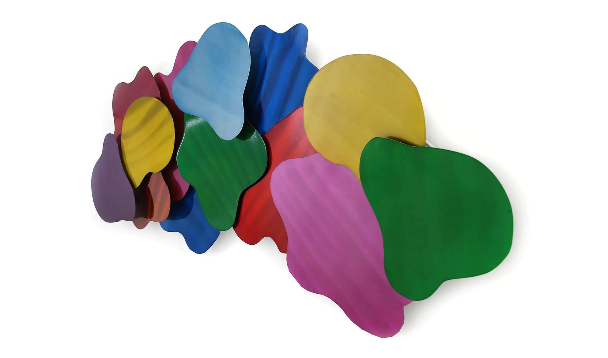 Moderne Wandskulptur Aus Handgefertigtem Metall – Wolkenmotiv, 62x125x9 cm, Mehrfarbig - Dreidimensionales Design für inspirierende Wohnraumgestaltung.