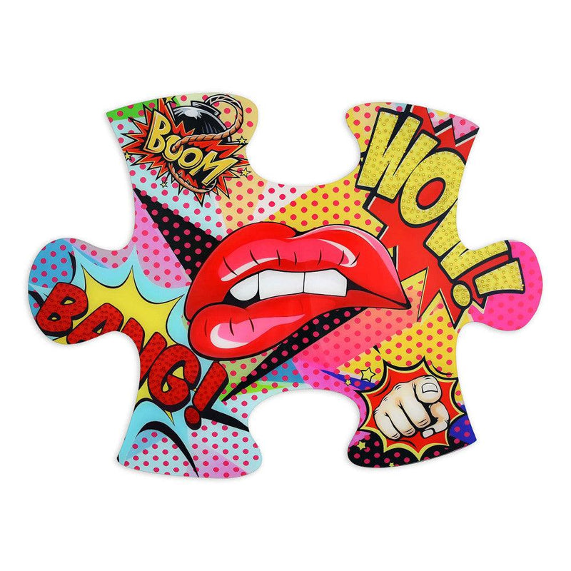Mund Pop Art. Von Hand dekoriertes Bild auf einer geformten und reich verzierten Acrylplatte. 60 x 80 cm. - Designerobjekte.com