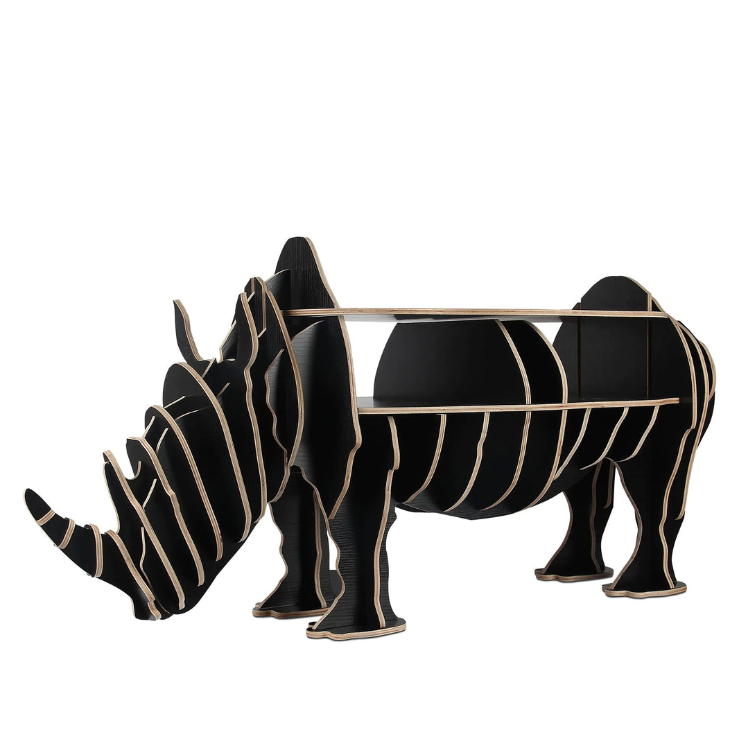 Büchertisch Schwarzes Nashorn - eine kreative und elegante Möbelstück in Form eines Nashorns, ideal für Bücher und Dekorationen.