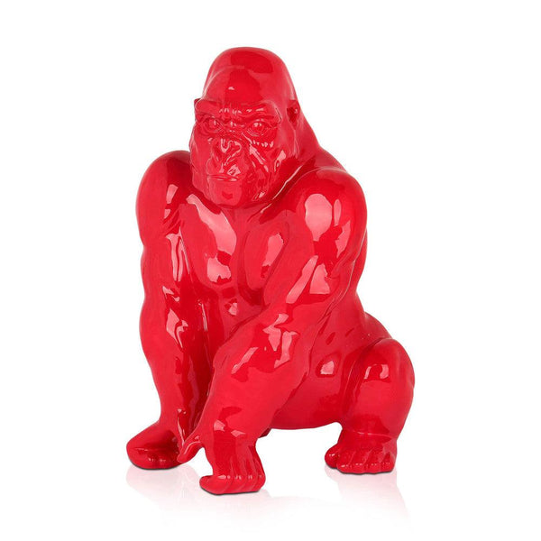 Orang - Utan rot. Pop Art-Skulptur aus lackiertem Kunstharz. 38 x 27 x 25 cm - Designerobjekte.com