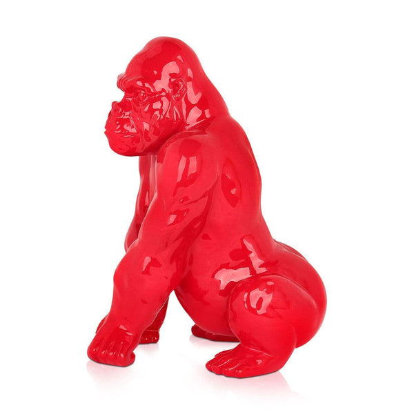 Orang - Utan rot. Pop Art-Skulptur aus lackiertem Kunstharz. 38 x 27 x 25 cm - Designerobjekte.com