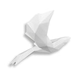 Origami - Vogel weiß. Facettierte moderne Skulptur aus lackiertem Kunstharz, zum Aufhängen an die Wand - Designerobjekte.com