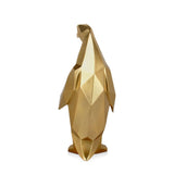 Pinguin gold. Facettierte moderne Skulptur aus Harz, Metalleffekt. 50 x 22 x 19 cm. - Designerobjekte.com