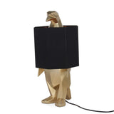 Pinguin gold. Tischlampe, moderne Skulptur aus Harz, Metalleffekt. 52 x 24 x 24 cm - Designerobjekte.com