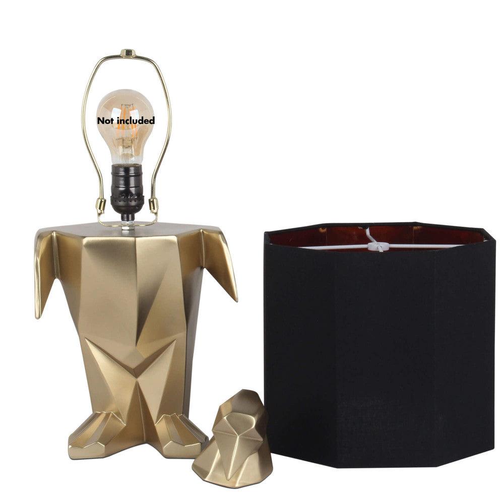 Pinguin Gold Tischlampe – handgefertigte Harzskulptur, inklusive Lampenbasis und unmontiertem Lampenschirm, ideal für kreative Beleuchtung.