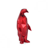 Pinguin rot. Facettierte moderne Skulptur aus Harz, Metalleffekt - Designerobjekte.com