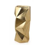 Pitagora 2. Geometrische Vase aus Glasfaserkunststoff, verziert mit goldfarbener Metallfolie - Designerobjekte.com